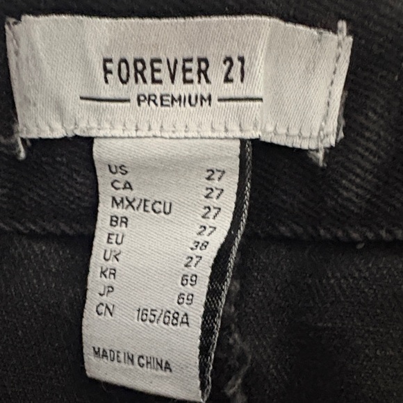 Forever 21 Black & Metallic Pink Straight Legged Jeans 27 - Picture 2 of 5